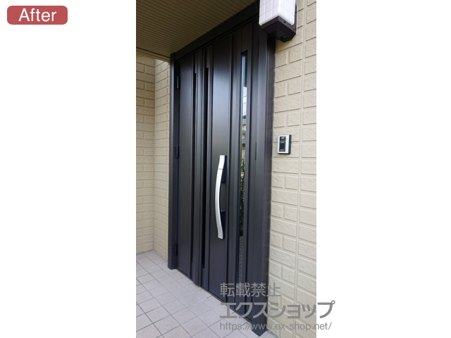 宮城県名取市のLIXIL リクシル（トステム）の玄関ドア リシェント玄関ドア3 断熱K4仕様 親子仕様(ランマ無)L G15型 ※カザスプラス仕様 施工例