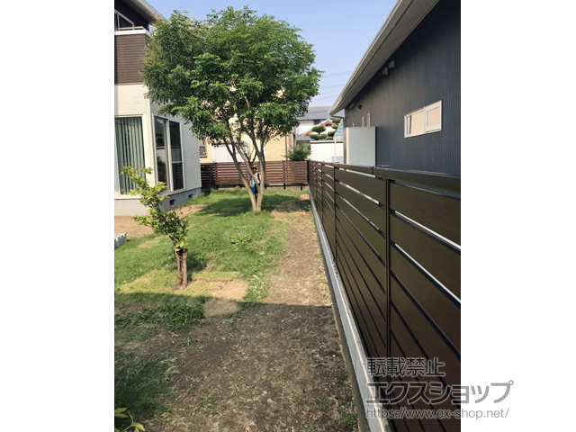 佐賀県鳥栖市ののフェンス・柵 モクアルフェンス 横板タイプ 自由柱施工 施工例