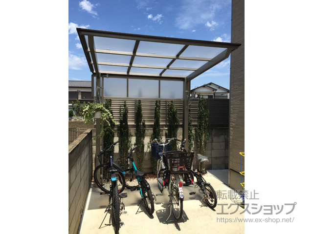 東京都練馬区ののサイクルポート・駐輪場 フーゴFミニ (フラットスタイル) 木調色 積雪〜20cm対応 施工例