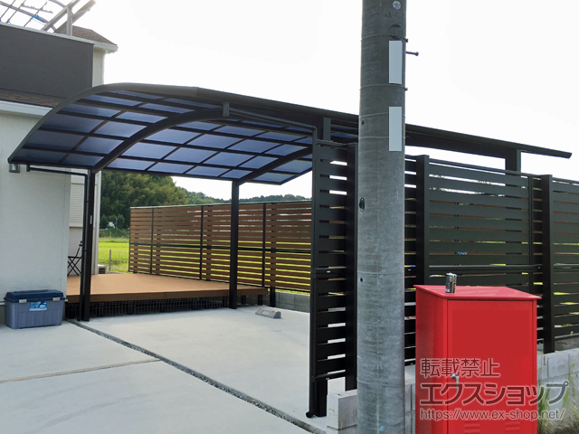 奈良県北葛城郡上牧町ののフェンス・柵 モクアルフェンス 横板タイプ 2段支柱 自立建て用 施工例