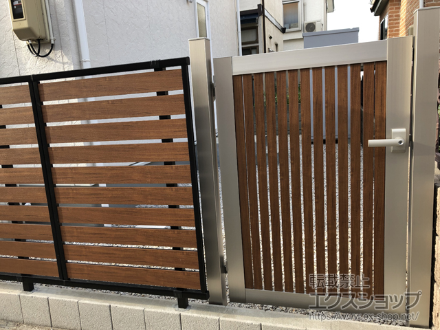 秋田県秋田市のの門扉 ルシアス門扉CS03型 片開き 複合カラー 門柱仕様 施工例