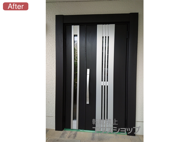福岡県福岡市のLIXIL リクシル（トステム）の玄関ドア リシェント玄関ドア3 断熱K4仕様 親子仕様(ランマ無し)R M84型 施工例