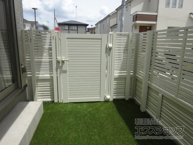 東京都東久留米市のの門扉 シンプレオ門扉5型 横目隠し 片開き 門柱使用 施工例