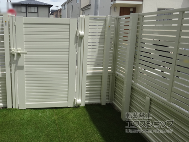 東京都東久留米市ののフェンス・柵 シンプレオフェンス3型 横太格子 自由柱施工 施工例