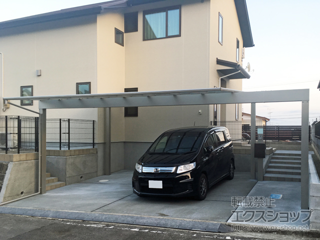 宮城県塩竈市ののカーポート エフルージュ ツイン 積雪〜20cm対応/梁延長8ｍ 施工例