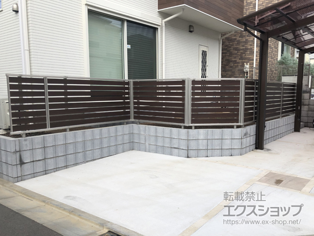 埼玉県所沢市ののフェンス・柵 ルシアスフェンスF04型 横板 複合カラー 自由柱施工 施工例