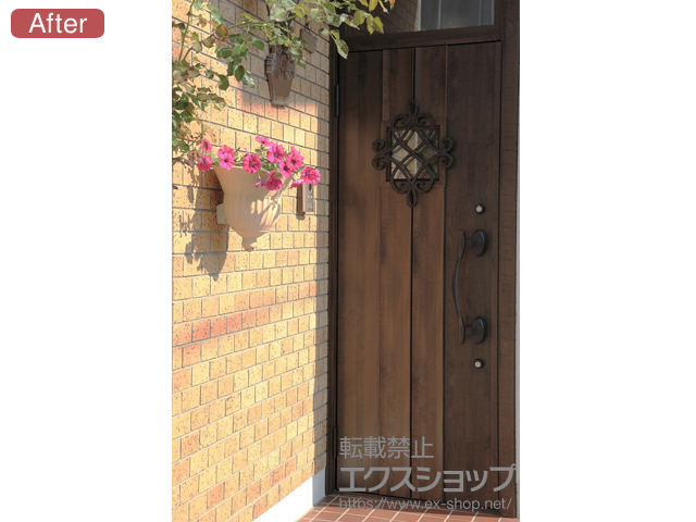 岐阜県岐阜市のLIXIL リクシル（トステム）の玄関ドア リシェント玄関ドア3 断熱K4仕様 手動 片開き仕様(ランマ付)L D77型 施工例