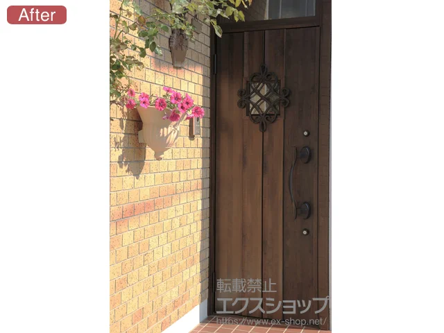 岐阜県岐阜市のLIXIL リクシル（トステム）の玄関ドア リシェント玄関ドア3 断熱K4仕様 手動 片開き仕様(ランマ付)L D77型 施工例