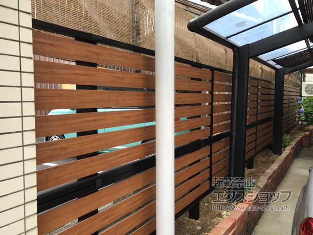 高知県高知市ののフェンス・柵 モクアルフェンス　横板タイプ　2段支柱自立建て用 施工例