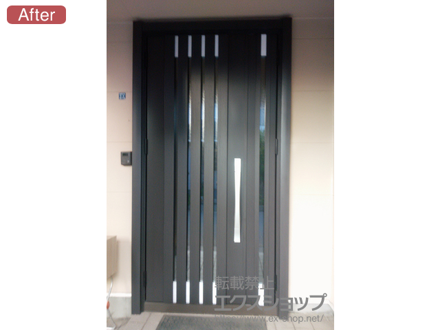 秋田県秋田市のLIXIL リクシル（トステム）の玄関ドア リシェント玄関ドア3 断熱ｋ4仕様 親子仕様(ランマ無)L M27型 ※タッチキー仕様(キー付リモコンタイプ) 施工例