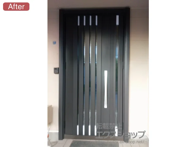 秋田県秋田市のLIXIL リクシル（トステム）の玄関ドア リシェント玄関ドア3 断熱ｋ4仕様 親子仕様(ランマ無)L M27型 ※タッチキー仕様(キー付リモコンタイプ) 施工例