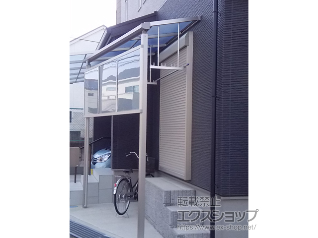京都府城陽市ののテラス屋根 ソラリア F型 テラスタイプ 単体 積雪〜20cm対応 ※前面台形納まり 施工例