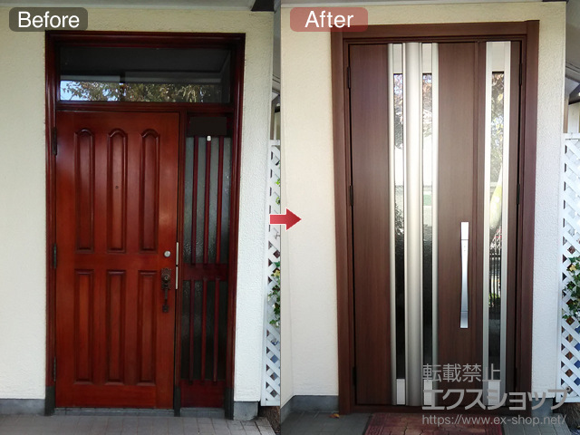 千葉県野田市のLIXIL リクシル（トステム）の玄関ドア リシェント玄関ドア3 断熱K4仕様 親子仕様(ランマ無)L G77型 ※タッチキー仕様(キー付リモコン) 施工例