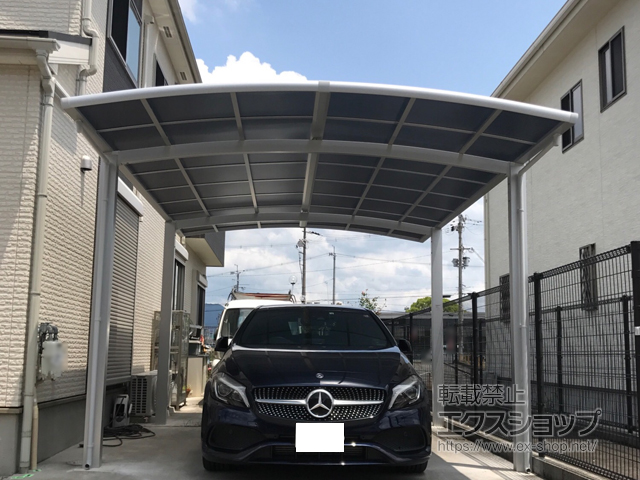 奈良県奈良市ののカーポート ネスカR (ラウンドスタイル) ワイド 積雪〜20cm対応 施工例