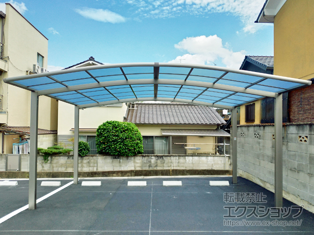 京都府宇治市ののカーポート ネスカR (ラウンドスタイル) ワイド 積雪〜20cm対応 施工例