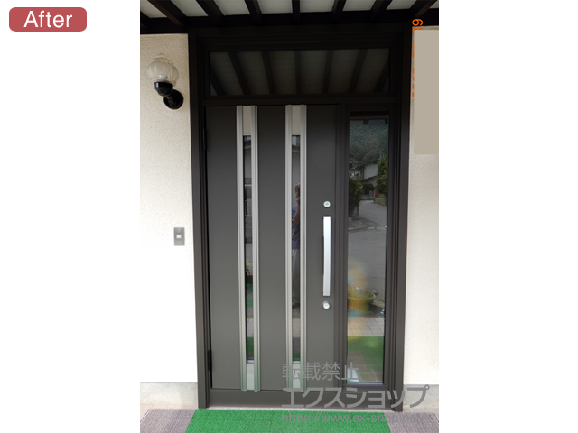 長野県長野市のLIXIL リクシル（トステム）の玄関ドア リシェント玄関ドア3 断熱K4仕様 手動 片袖仕様(ランマ付)L　M24型 施工例