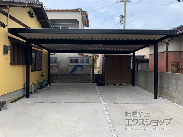 香川県高松市のLIXIL リクシル（トステム）のカーポート テリオスポートIII 900 2台用 角柱4本柱 積雪〜30cm対応 施工例