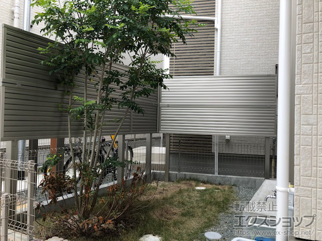 福岡県春日市ののフェンス・柵 ミエーネフェンス 目隠しルーバータイプ 2段支柱施工 施工例