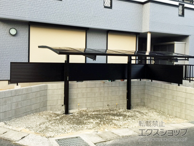 山口県下関市ののフェンス・柵 ミエーネフェンス 目隠しルーバータイプ 自由柱施工 施工例