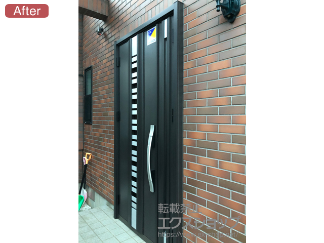 神奈川県相模原市のLIXIL リクシル（トステム）の玄関ドア リシェント玄関ドア3 断熱K4仕様 親子仕様(ランマ無)L G82型 ※タッチキー仕様(キー付リモコン) 施工例