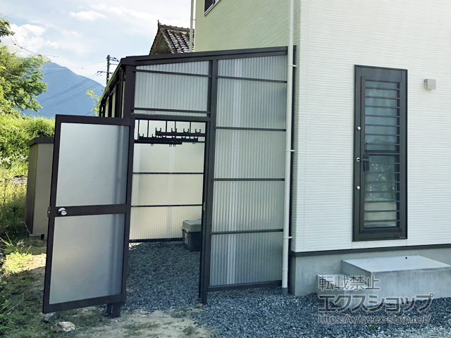 島根県邑智郡邑南町のLIXIL リクシル（トステム）のストックヤード スピーネストックヤードF型  波板タイプ ヤード仕様 積雪〜50cm対応 施工例