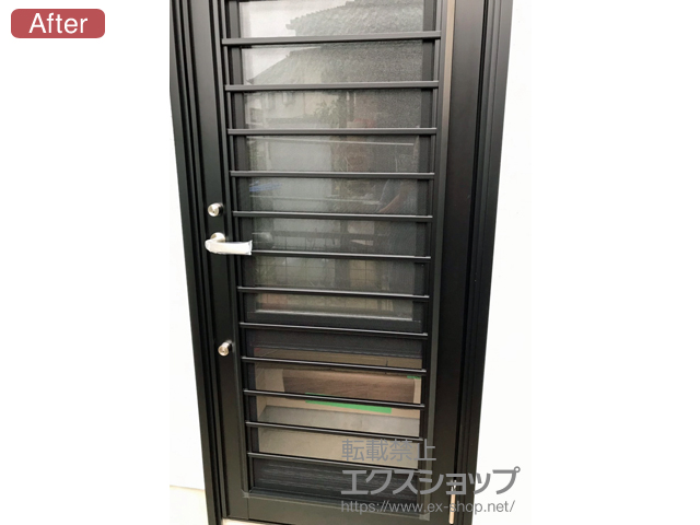 熊本県山鹿市のLIXIL リクシル（トステム）の玄関ドア リシェント勝手口ドア アルミPG仕様 ランマ無R B型 施工例