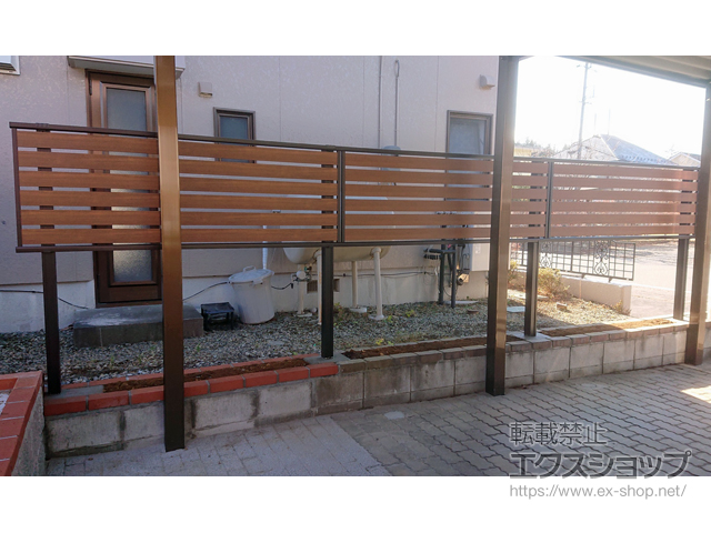 長野県伊那市ののフェンス・柵 モクアルフェンス 横板タイプ 2段支柱 自立建て用(パネル1段) 施工例