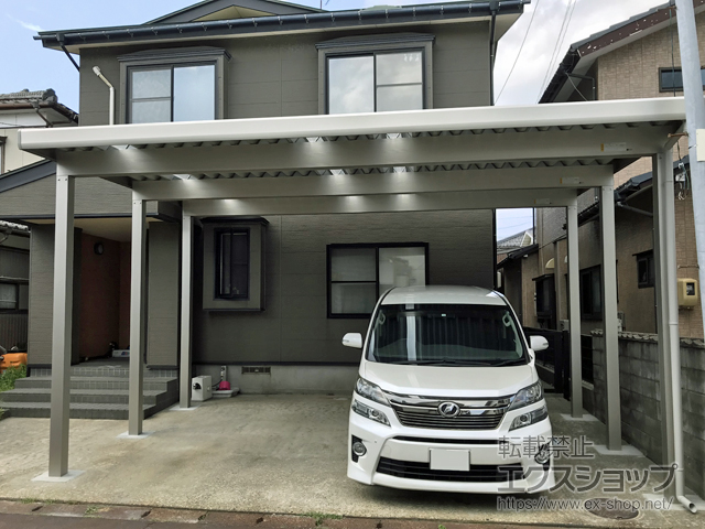 新潟県新潟市ののカーポート ジーポートneo Bタイプ 2台用 角柱6本柱 積雪〜100cm対応 施工例