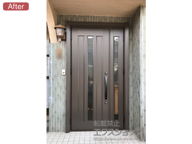 愛知県名古屋市のLIXIL リクシル（トステム）の玄関ドア リシェント玄関ドア3 アルミ仕様 手動 親子仕様(ランマ無)L C12N型 施工例