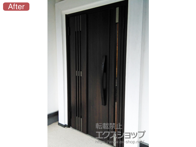 福岡県京都郡苅田町のLIXIL リクシル（トステム）の玄関ドア リシェント玄関ドア3 断熱K4仕様 親子仕様(ランマ無)L M83型 ※タッチキー仕様（リモコンタイプ） 施工例