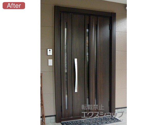 福岡県太宰府市のLIXIL リクシル（トステム）の玄関ドア リシェント玄関ドア3 断熱K4仕様 親子仕様(ランマ無)R G15型 ※タッチキー(キー付リモコン)仕様 施工例