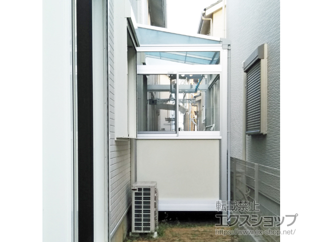 奈良県生駒郡三郷町ののテラス囲い・サンルーム サニージュ F型 床納まり ランマ付 積雪〜20cm対応 施工例