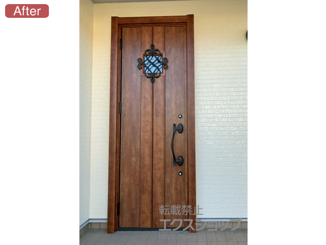 福岡県福岡市のLIXIL リクシル（トステム）の玄関ドア リシェント玄関ドア3 断熱K4仕様 手動 片開き仕様(ランマ無)L D77型 施工例