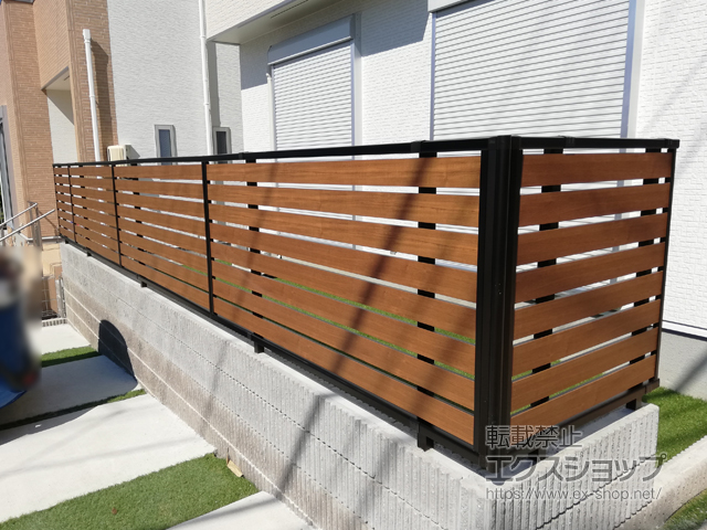 愛知県日進市ののフェンス・柵 モクアルフェンス 横板タイプ 自由柱施工 施工例