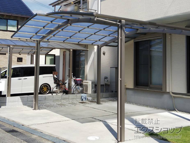 奈良県大和郡山市ののカーポート ネスカR (ラウンドスタイル) M合掌 積雪〜20cm対応 施工例