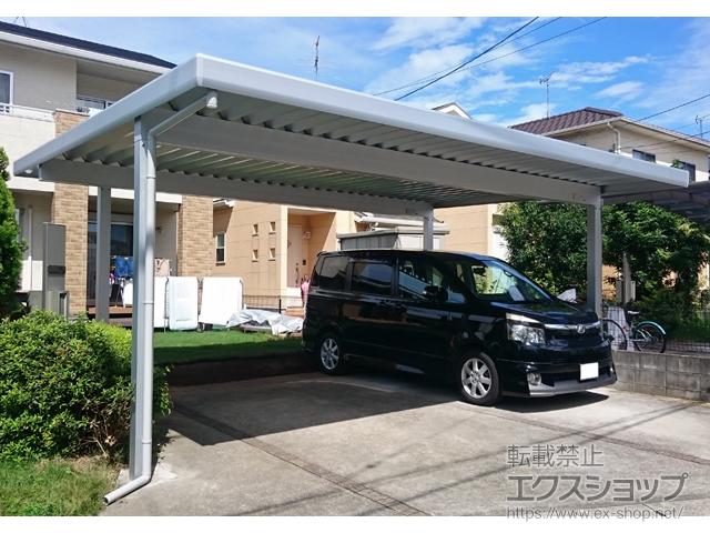 熊本県合志市ののカーポート レオンポートneo 2台用 角柱4本柱 積雪〜50cm対応 施工例