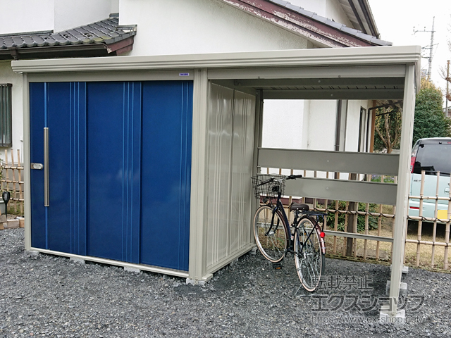 群馬県太田市のの物置・屋外倉庫 Mr.ストックマン プラスアルファ 一般型 結露減少型 4047×1590×2110（扉側幅2200）（TP-Z40R15） TP-Z40R15-DB 施工例