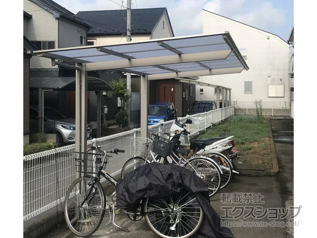 埼玉県越谷市のLIXIL(リクシル)のサイクルポート・自転車置き場 ネスカFミニ (フラットスタイル) 積雪～20cm対応 施工例