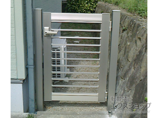 のの門扉 シンプレオ門扉K1型 横格子 片開き専用 門柱使用 施工例