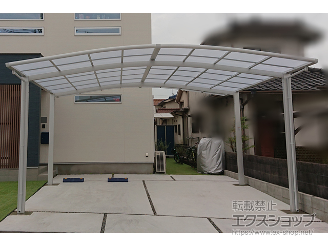 広島県福山市ののカーポート ネスカR (ラウンドスタイル) ワイド 積雪〜20cm対応 施工例