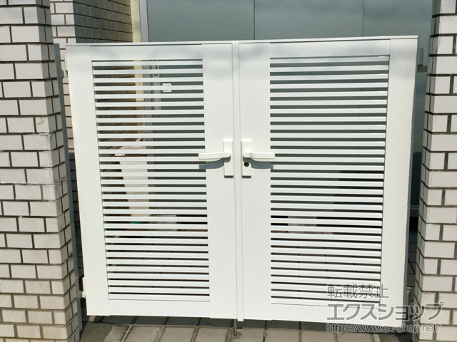 東京都国分寺市のの門扉 ライシス門扉 1型 細横桟 両開き 柱使用 施工例