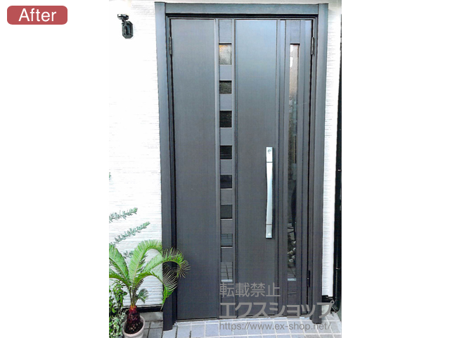 奈良県大和高田市のLIXIL リクシル（トステム）の玄関ドア リシェント玄関ドア3 断熱K4仕様 手動 親子仕様(ランマ無)L M28型 施工例