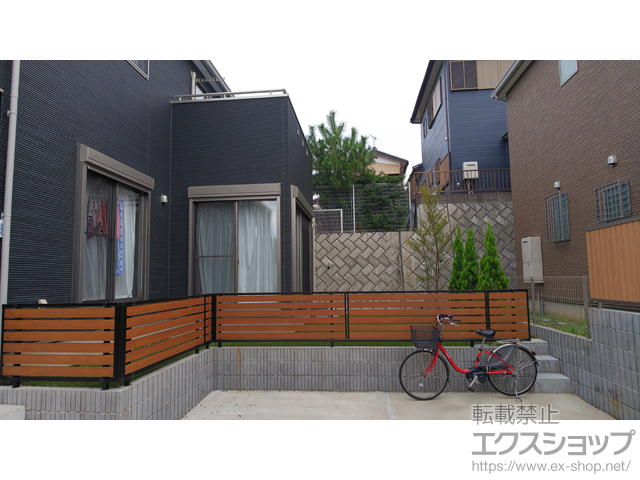 千葉県千葉市ののフェンス・柵 モクアルフェンス 横板タイプ 自由柱施工 施工例