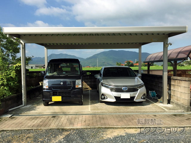 山口県下関市ののカーポート レオンポートneo 2台用 角柱4本 積雪〜50cm対応 施工例