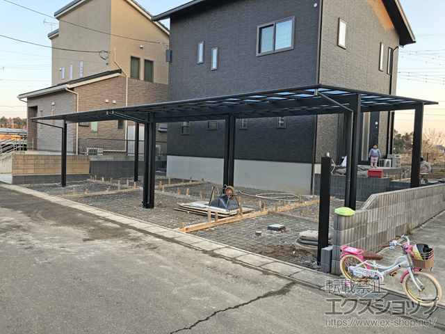 茨城県土浦市ののカーポート エフルージュ ツイン 積雪〜20cm対応 施工例