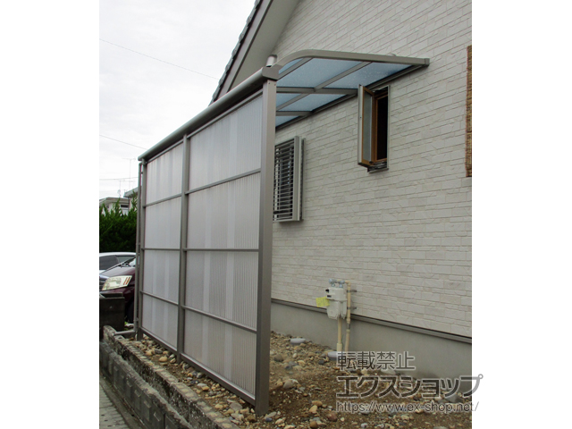 静岡県袋井市ののストックヤード スピーネストックヤードR型 波板タイプ スクリーン仕様 積雪〜20cm対応 施工例