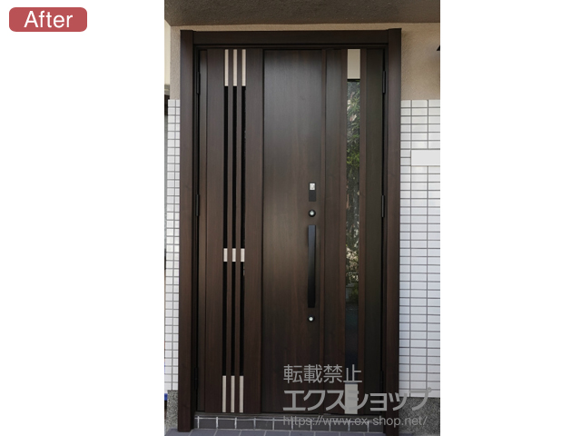京都府京都市のLIXIL リクシル（トステム）の玄関ドア リシェント玄関ドア3 断熱K4仕様 親子仕様(ランマ無)L M83型 ※タッチキー仕様(リモコンタイプ) 施工例