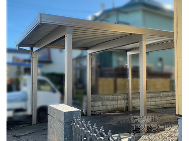 北海道札幌市のLIXIL リクシル（トステム）のカーポート テリオスポートIII 4500 角柱6本柱 積雪〜150cm対応 施工例