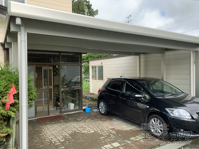 北海道恵庭市ののカーポート ジーポートneo Bタイプ 2台用 角柱6本柱 積雪〜100cm対応 施工例