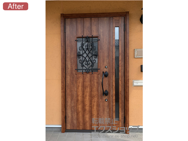 山口県宇部市のLIXIL リクシル（トステム）の玄関ドア リシェント玄関ドア3 断熱K4仕様 手動 親子仕様(ランマ無)L D41型 施工例